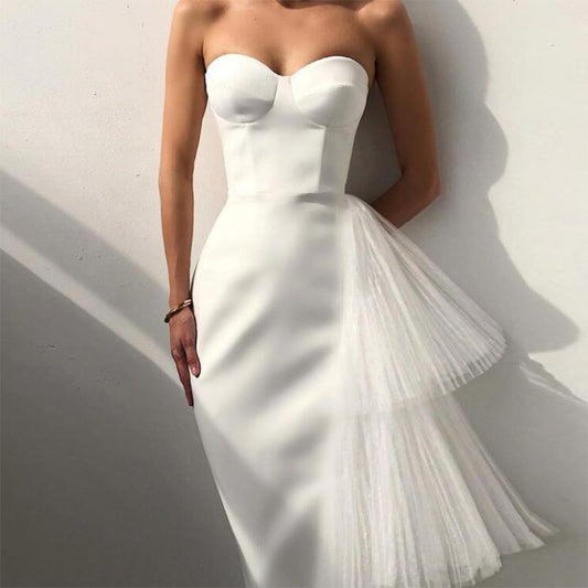 Robe une pièce à bandes, robe d'été élégante, coupe ajustée, sexy, taille haute, robe de soirée, haut tubulaire, robe en tulle