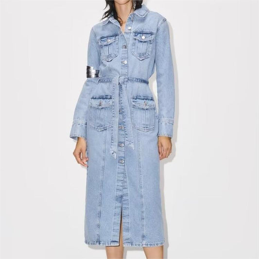 Ropa de mujer Denim francés de bolsillo ajustado