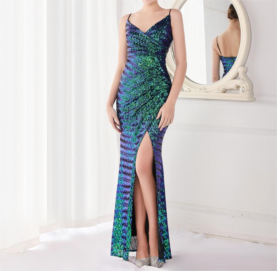 Sequined Fishtail Formal Dress Performance Internet Celebrity Activity Cocktail Car Model Etiquette Evening Dress