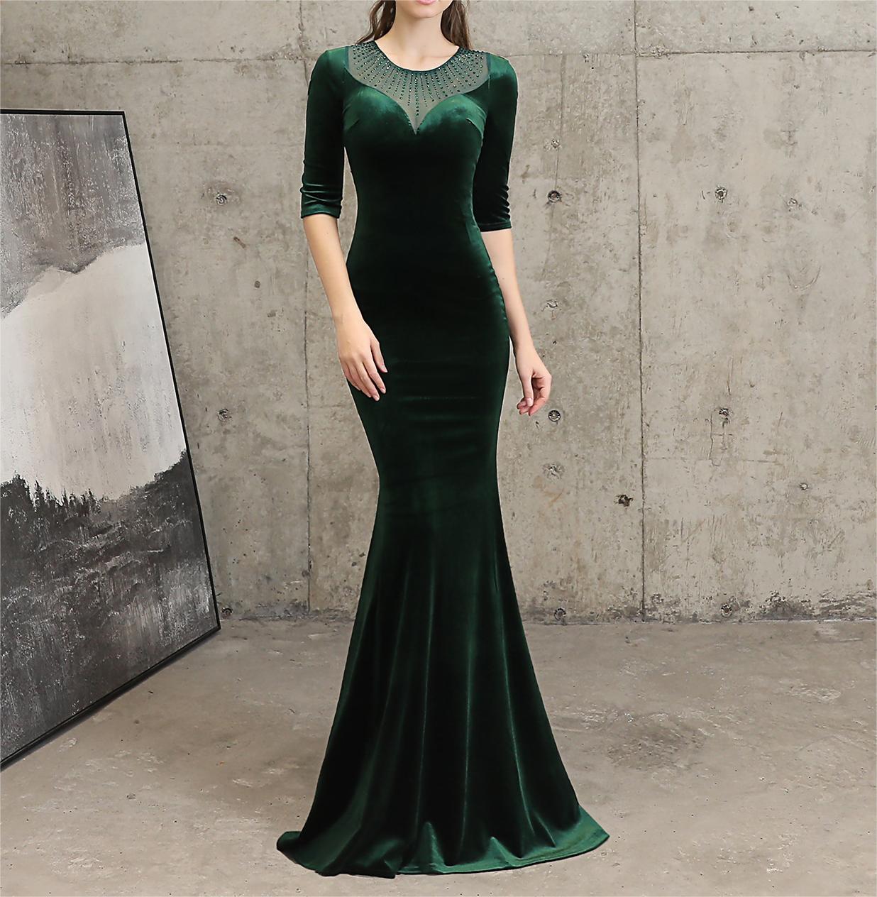 Fishtail Evening Dress Women High End Elegant Cocktail Annual Meeting Elegant Black Velvet Queen