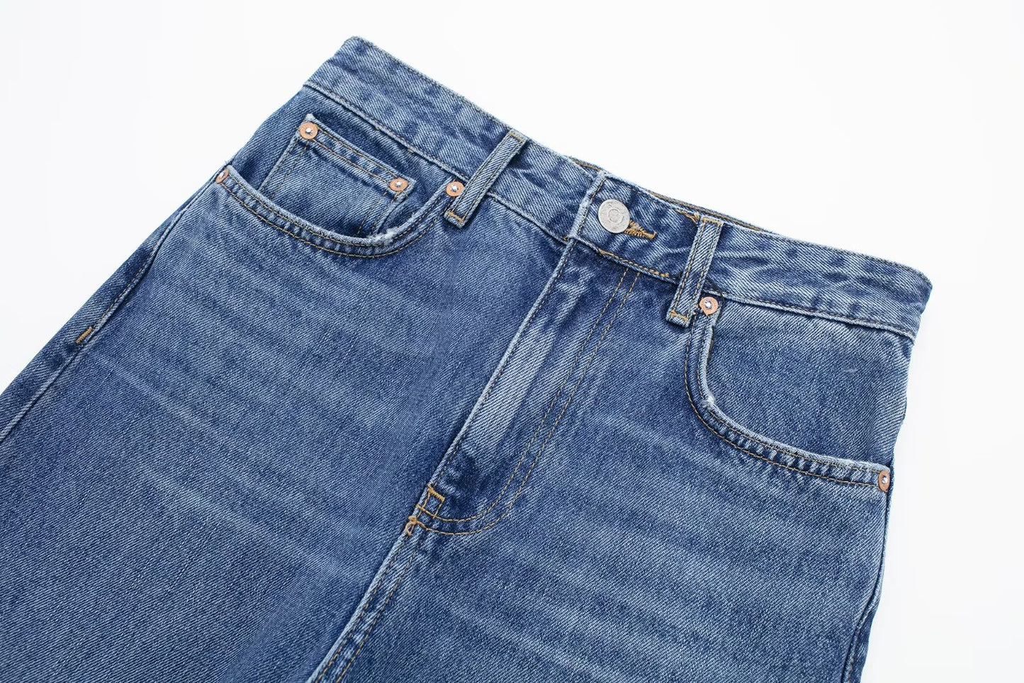 Taille haute minceur pantalon à jambe droite étroite jean à jambes larges ample femmes décontracté tout assorti pantalon à jambe droite