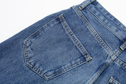 Taille haute minceur pantalon à jambe droite étroite jean à jambes larges ample femmes décontracté tout assorti pantalon à jambe droite