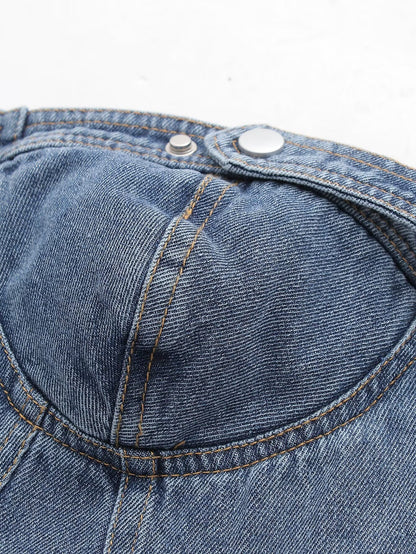 Vêtements pour femmes, haut tubulaire en jean avec ceinture, coupe cintrée