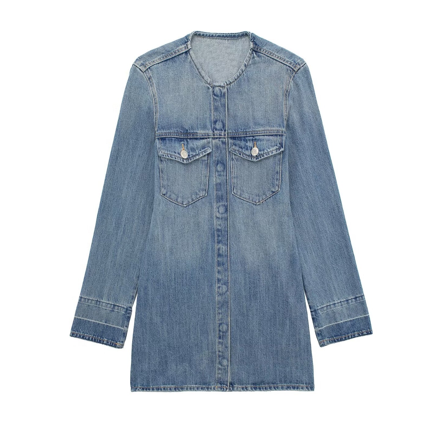 Denim femmes printemps automne vêtements rétro à manches longues tenue décontractée ample