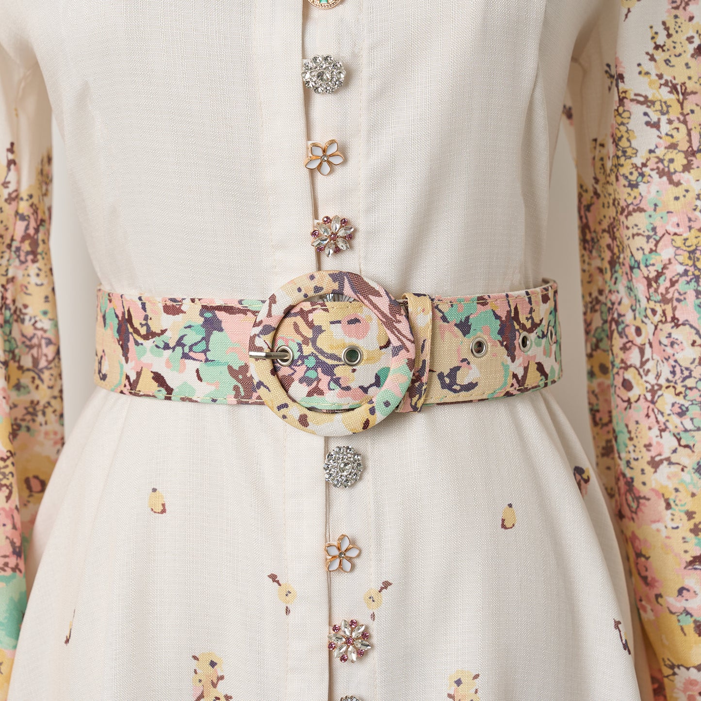 Robe mi-longue élégante à imprimé floral pour femme, boutonnée, simple boutonnage, avec poche et ceinture