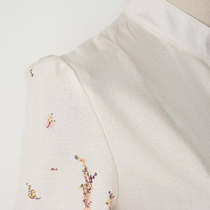 Robe mi-longue élégante à imprimé floral pour femme, boutonnée, simple boutonnage, avec poche et ceinture