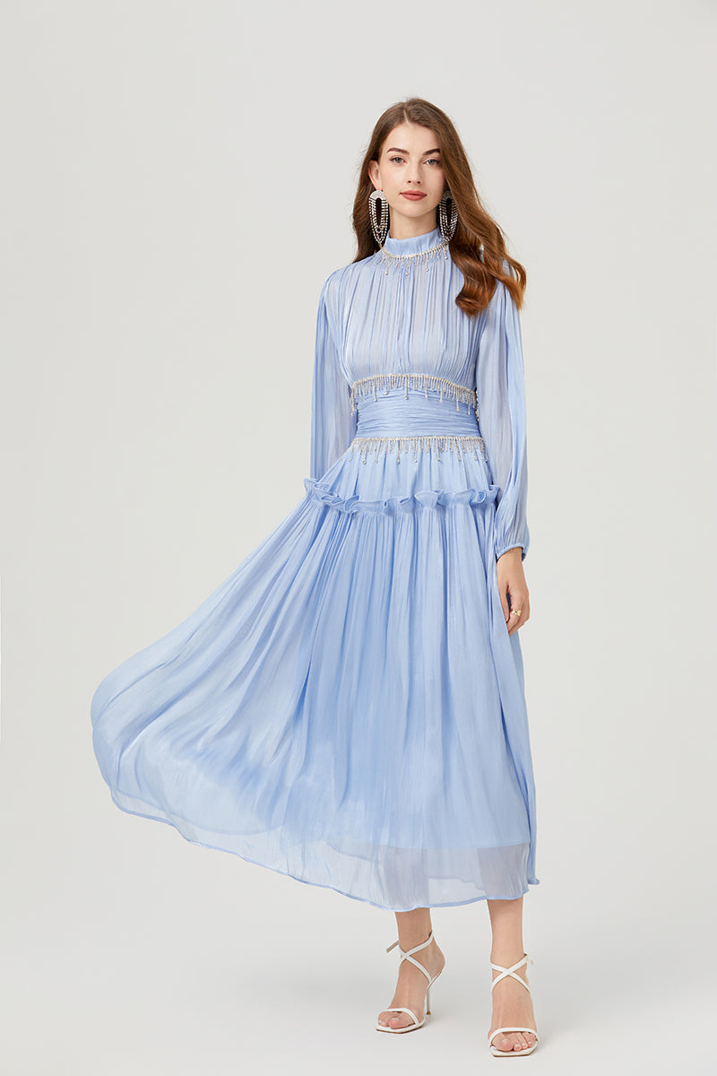 Women Spring Fall Solid Elegant A Line Maxi Dress