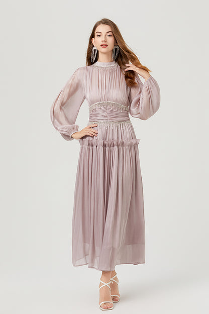 Women Spring Fall Solid Elegant A Line Maxi Dress