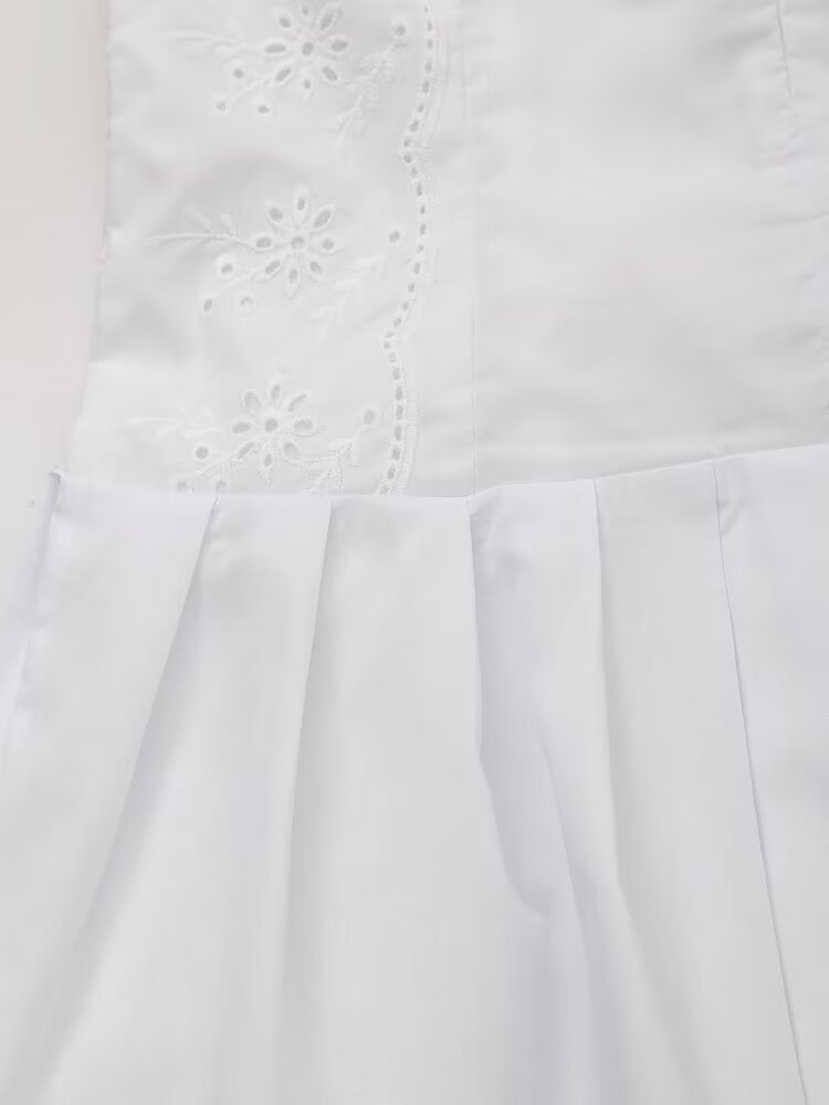 Spring Summer Women Clothing Graceful Fashionable Embroidered White Slim Short Sling Dress