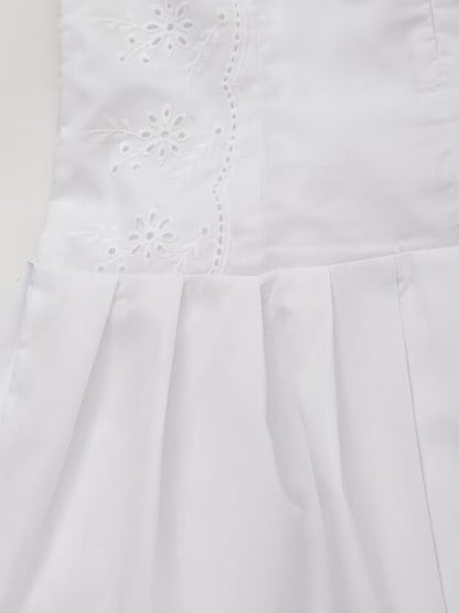 Spring Summer Women Clothing Graceful Fashionable Embroidered White Slim Short Sling Dress