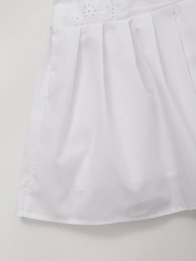 Spring Summer Women Clothing Graceful Fashionable Embroidered White Slim Short Sling Dress