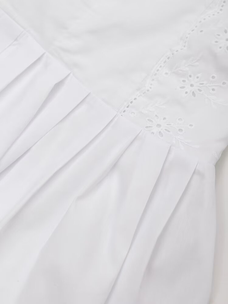 Spring Summer Women Clothing Graceful Fashionable Embroidered White Slim Short Sling Dress