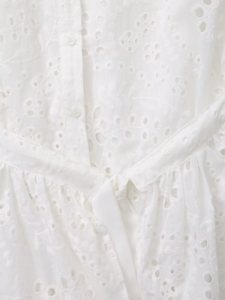 Robe chemise brodée pour femme, vêtement de printemps