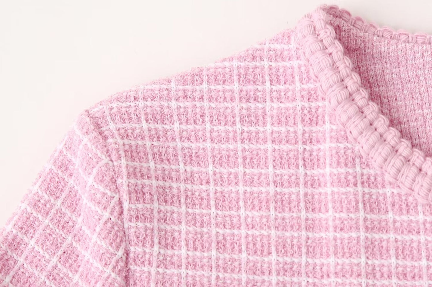 Gilet tricoté à carreaux pour femmes, Cardigan court de printemps