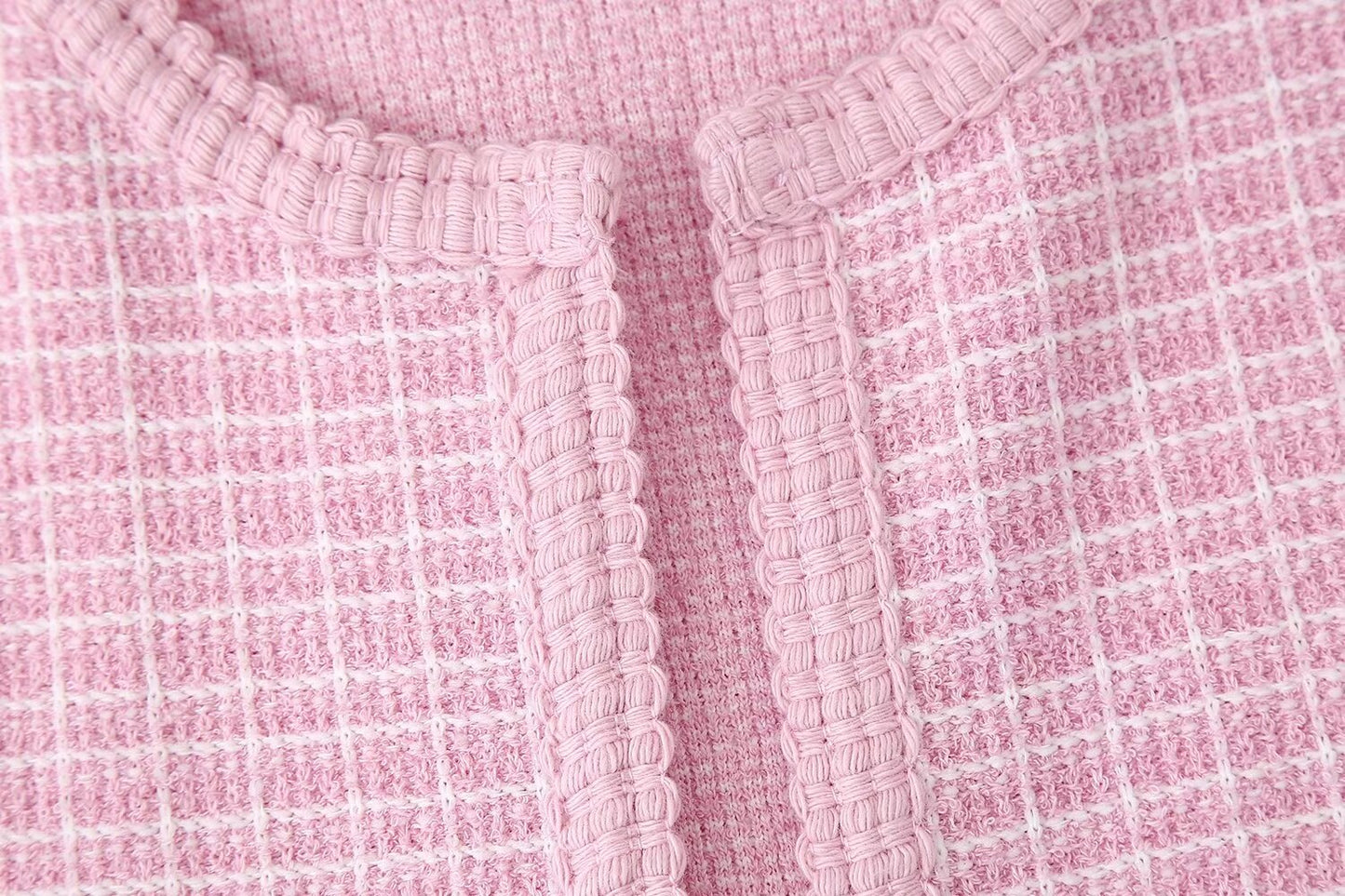 Gilet tricoté à carreaux pour femmes, Cardigan court de printemps