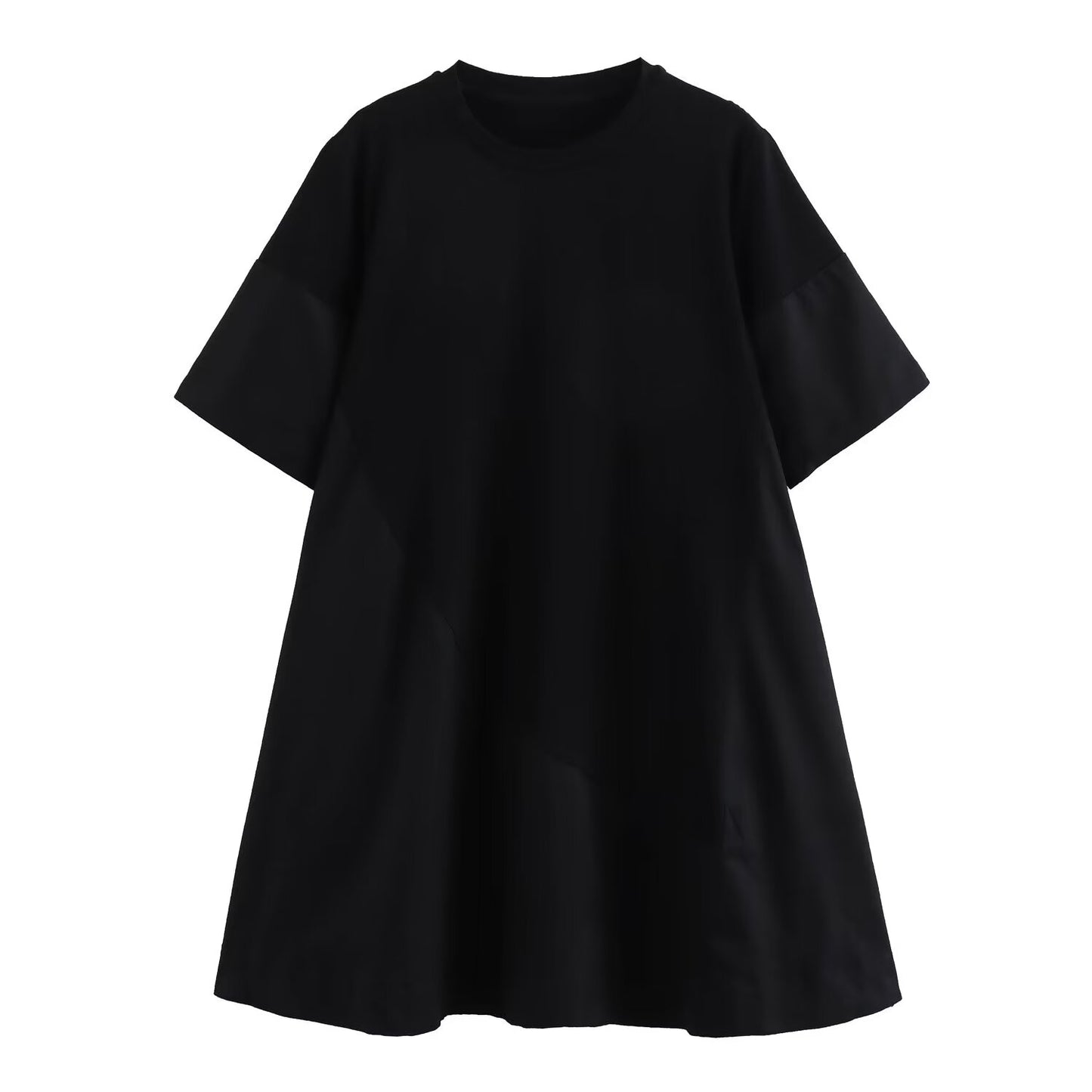 Robe d'été en coton, Version décontractée, col rond, ligne A, t-shirt