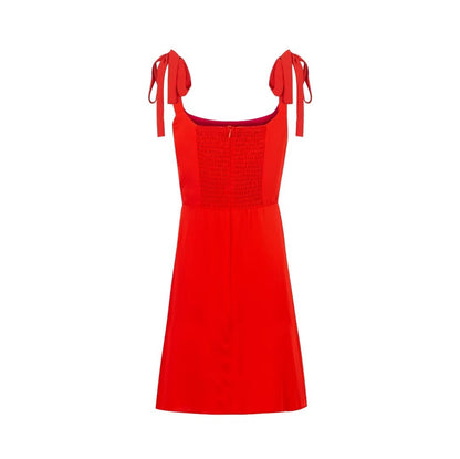 Robe camisole rouge à lacets, robe trapèze amincissante d'été