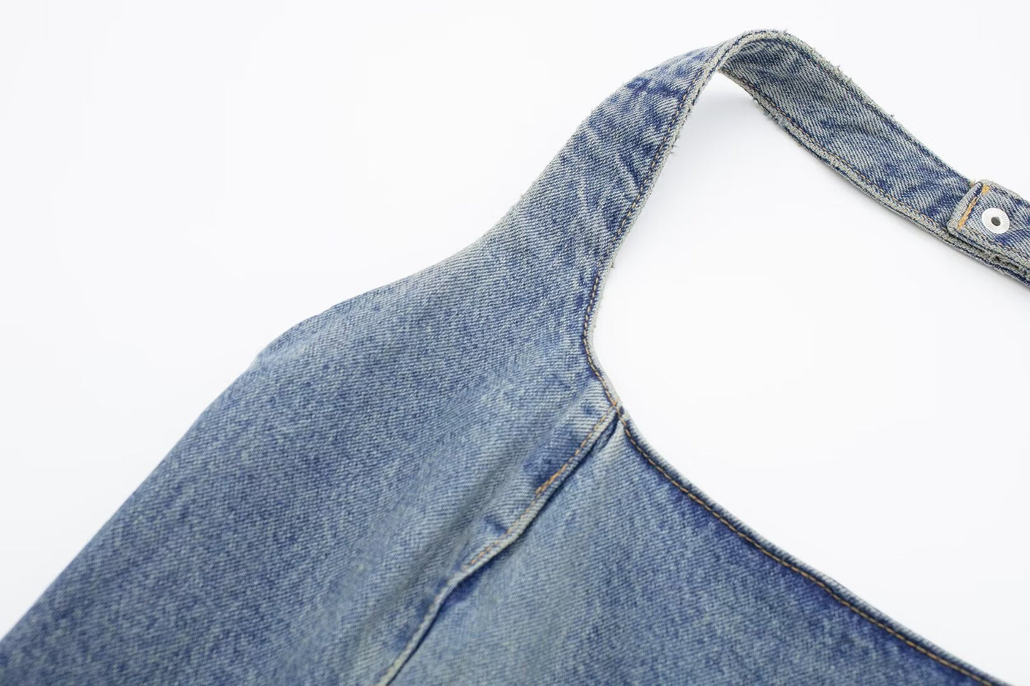 Printemps femmes vêtements coupe ajustée minceur col suspendu robe en jean