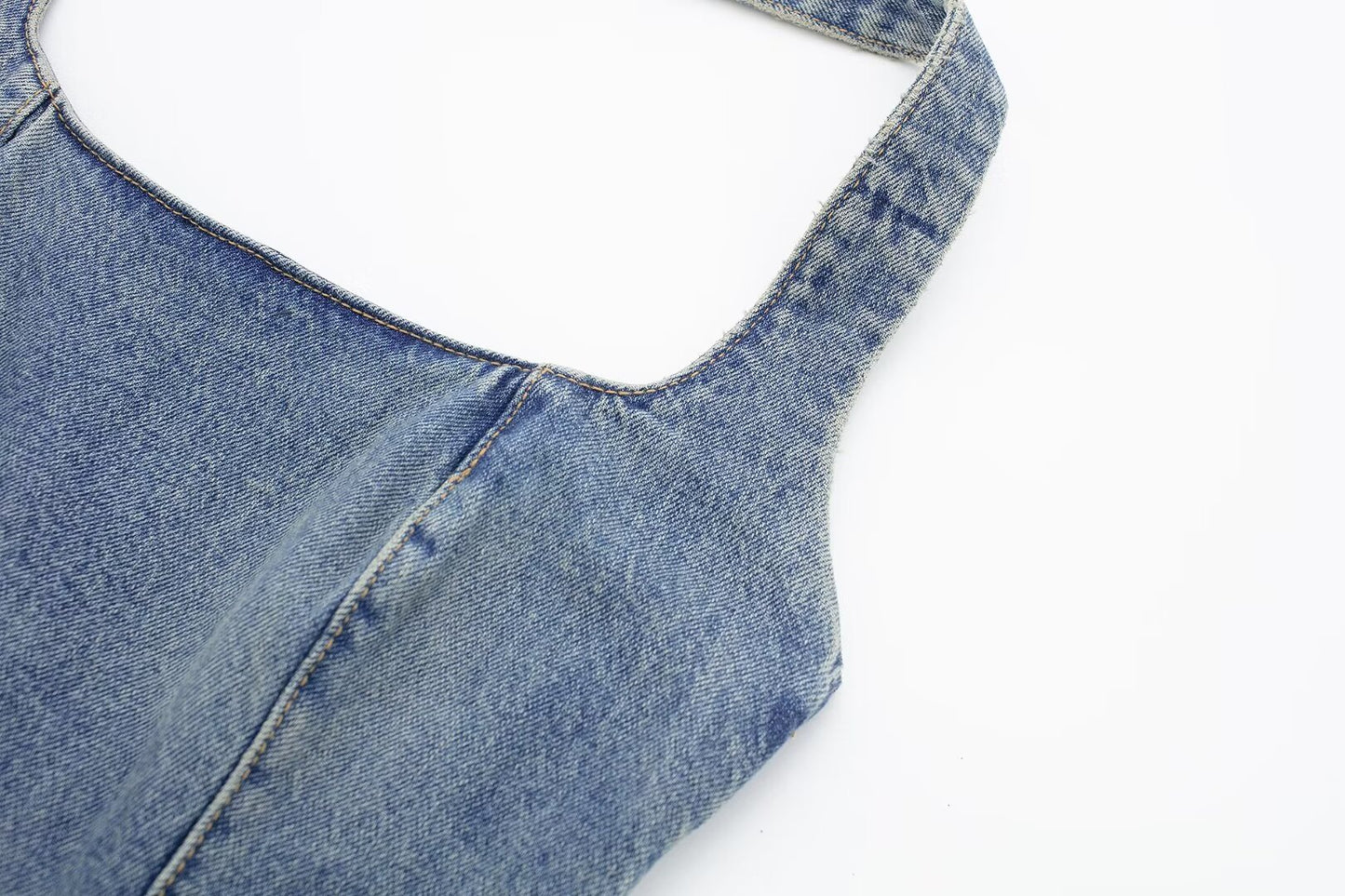 Printemps femmes vêtements coupe ajustée minceur col suspendu robe en jean