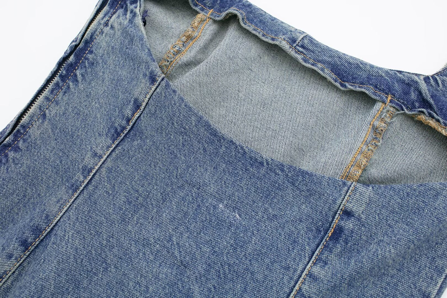 Printemps femmes vêtements coupe ajustée minceur col suspendu robe en jean