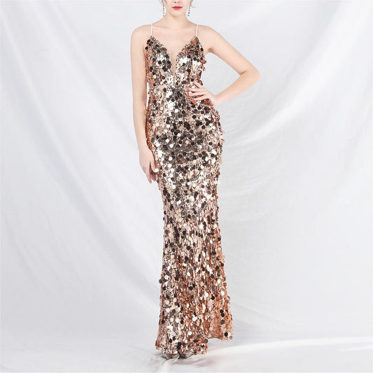 Women High End Strap Long Evening Dress