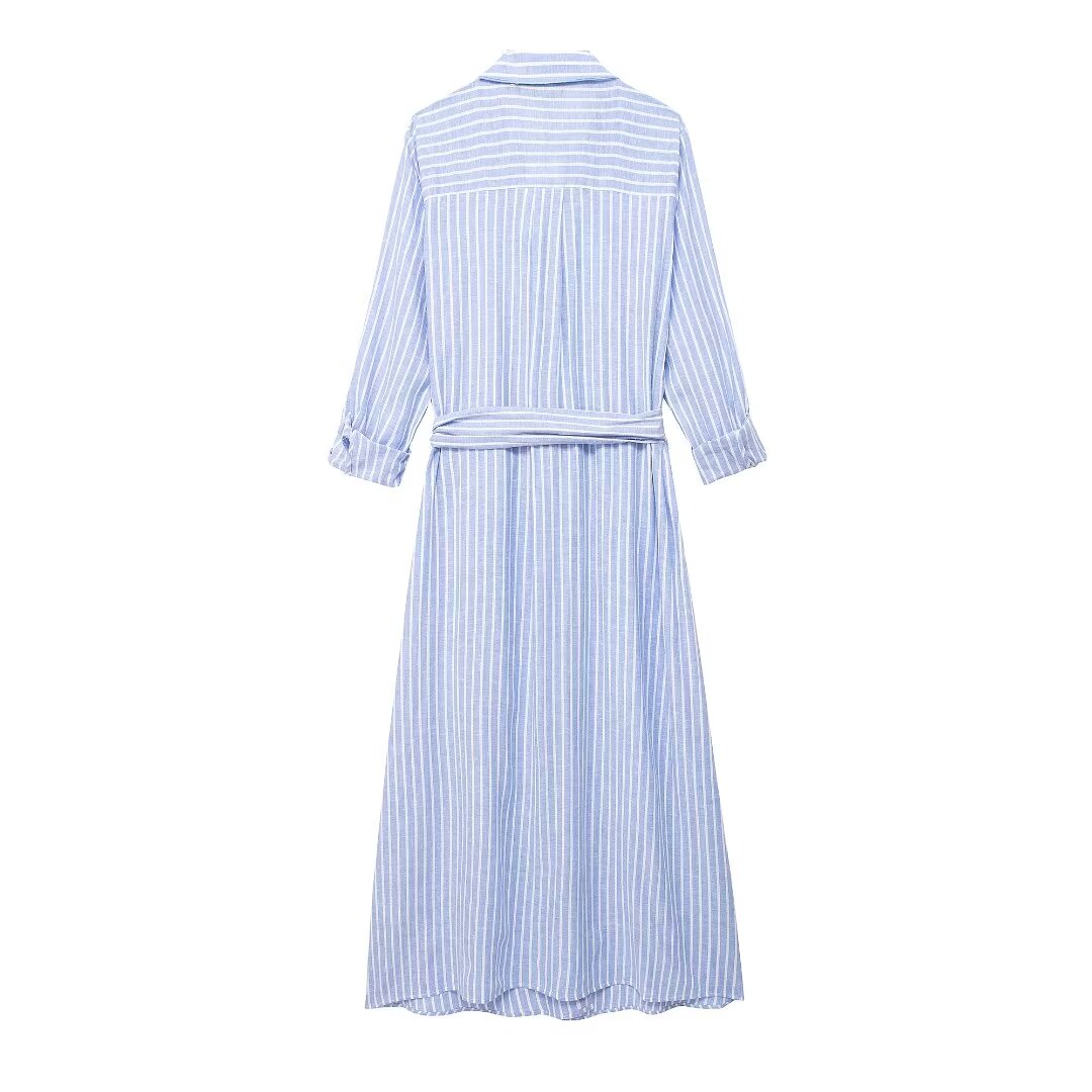 Vêtements pour femmes, chemise rayée de printemps, robe à manches longues