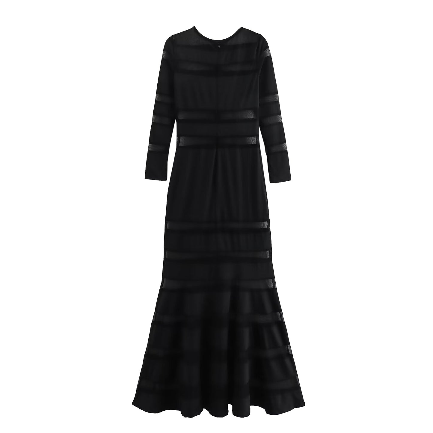 Robe d'été à manches longues pour femmes, vêtements élégants, légèrement matures, panneau noir