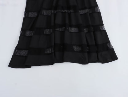 Robe d'été à manches longues pour femmes, vêtements élégants, légèrement matures, panneau noir