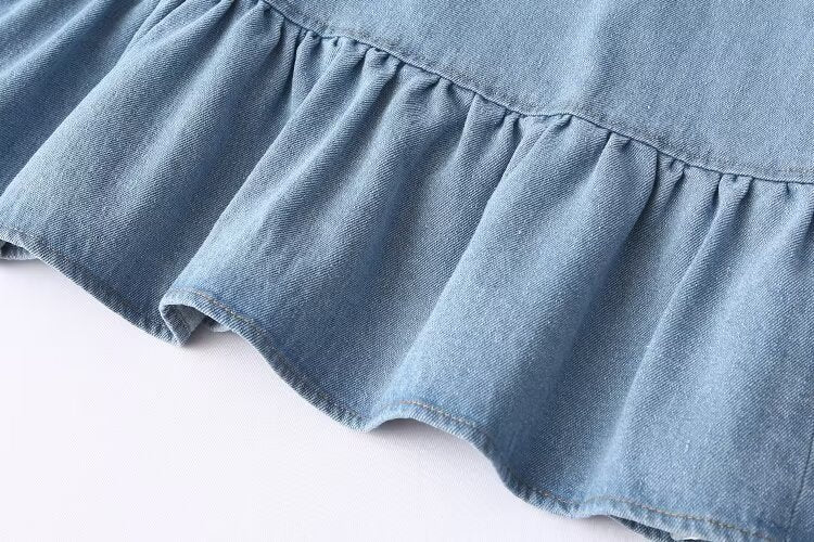 Robe en jean à volants et bretelles Spaghetti pour femmes, vêtements d'été avec nœud papillon