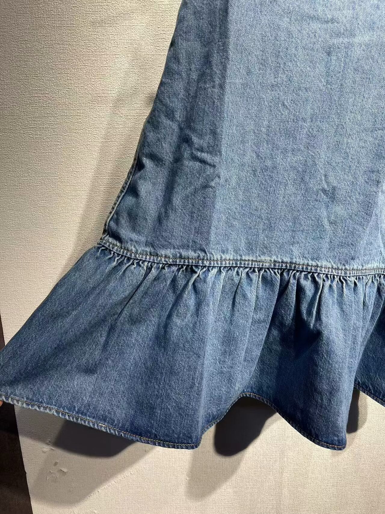 Robe en jean à volants et bretelles Spaghetti pour femmes, vêtements d'été avec nœud papillon