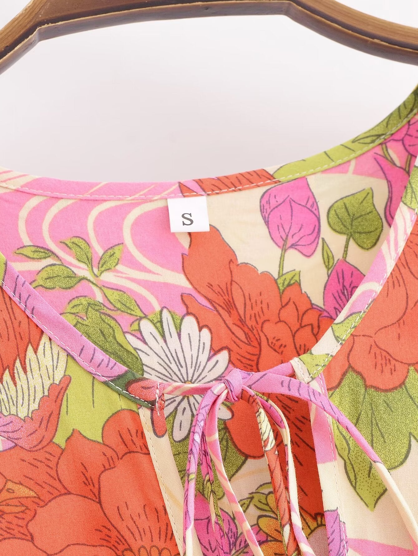 Printemps femmes rayonne florale fronde une ligne robe