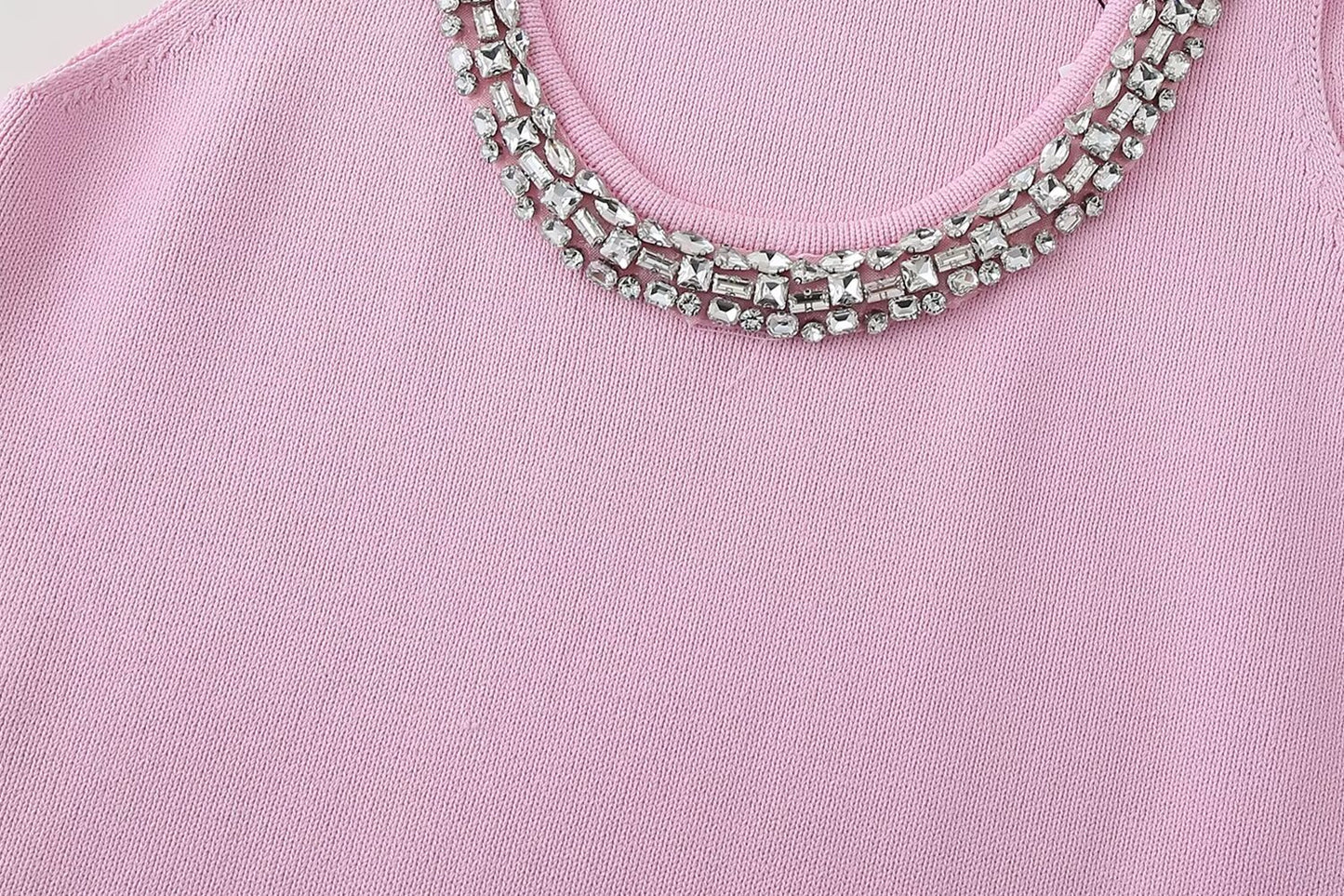 Mini robe d'été pour femmes, vêtements d'été, incrustation de bijoux, point uni