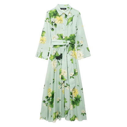 Robe chemise décontractée à imprimé floral rétro pour femmes