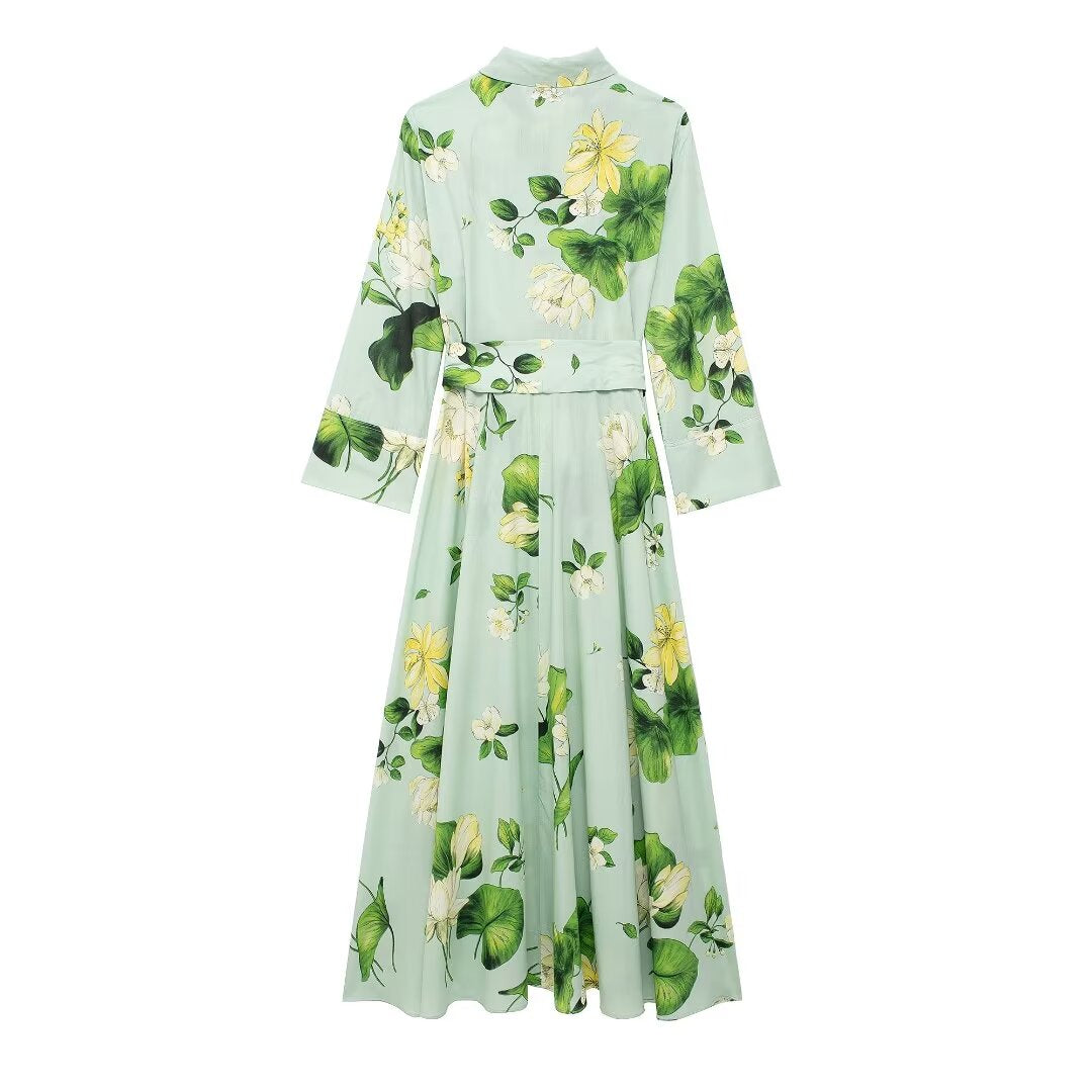 Robe chemise décontractée à imprimé floral rétro pour femmes