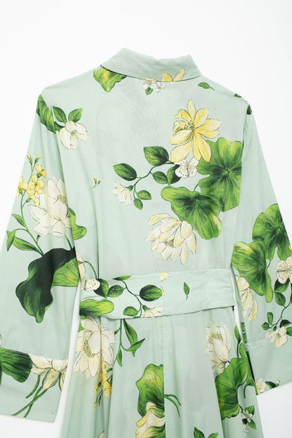 Robe chemise décontractée à imprimé floral rétro pour femmes