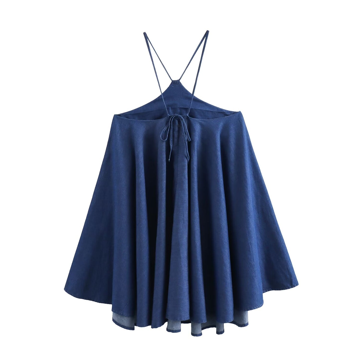 Summer Women Clothing Sleeveless Halter Solid Color Denim Dress Women