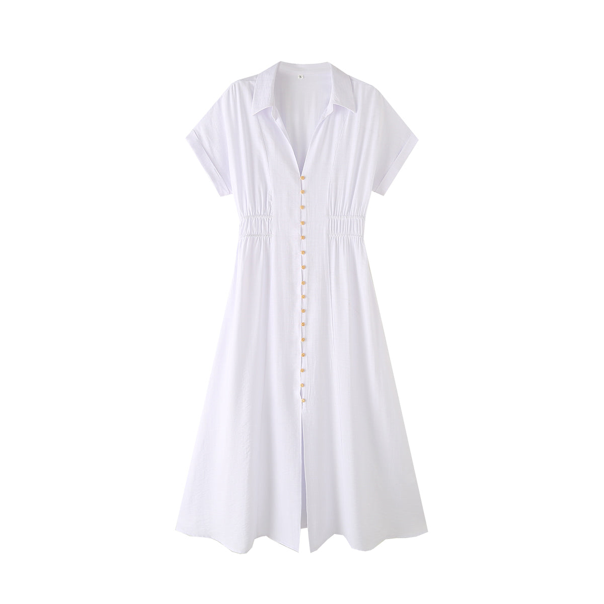 Robe mi-longue d'été pour femmes, chemise de bureau élégante, couleur unie, Simple