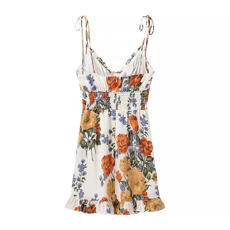 Robe d'été à imprimé Floral pour femmes, taille haute, Sexy, ourlet fendu sur le côté, robe à bretelles