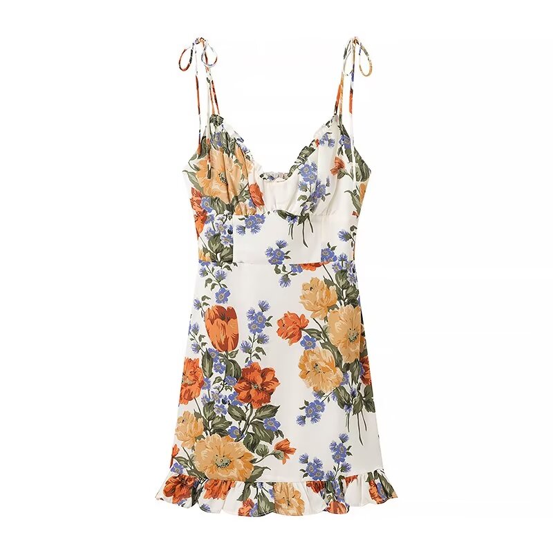 Robe d'été à imprimé Floral pour femmes, taille haute, Sexy, ourlet fendu sur le côté, robe à bretelles