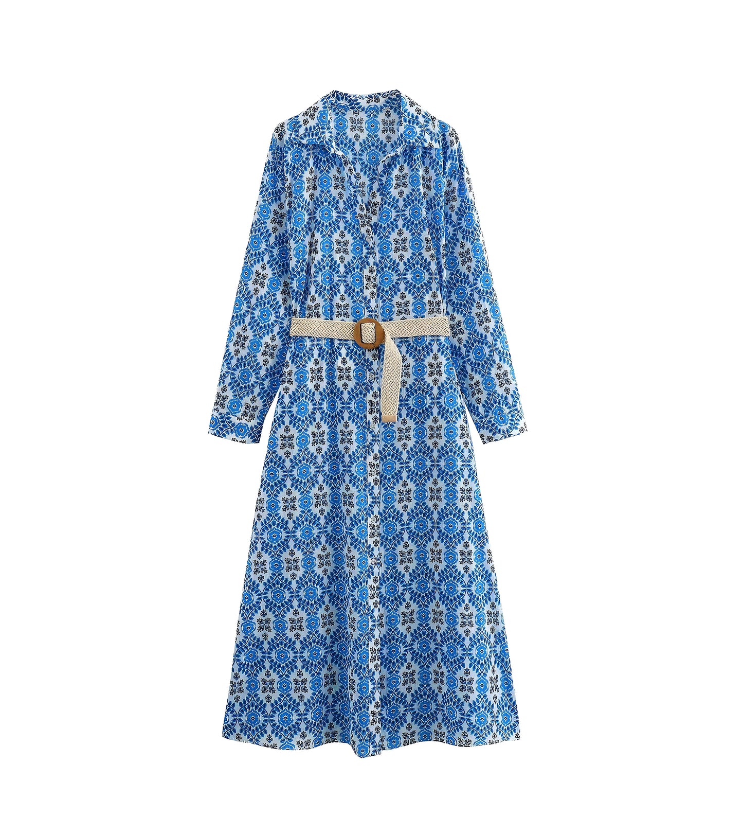 Robe à manches longues avec chemise imprimée pour femmes