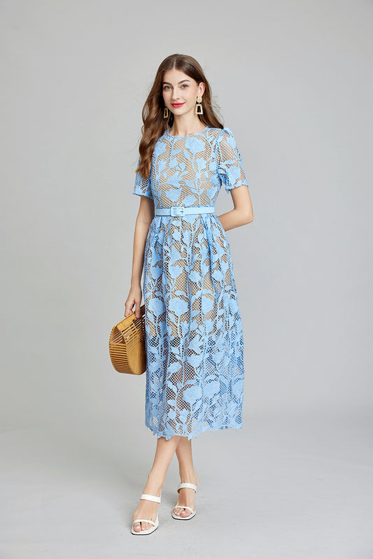 Women Summer Solid Lace Daily Elegant A Line Maxi Dress