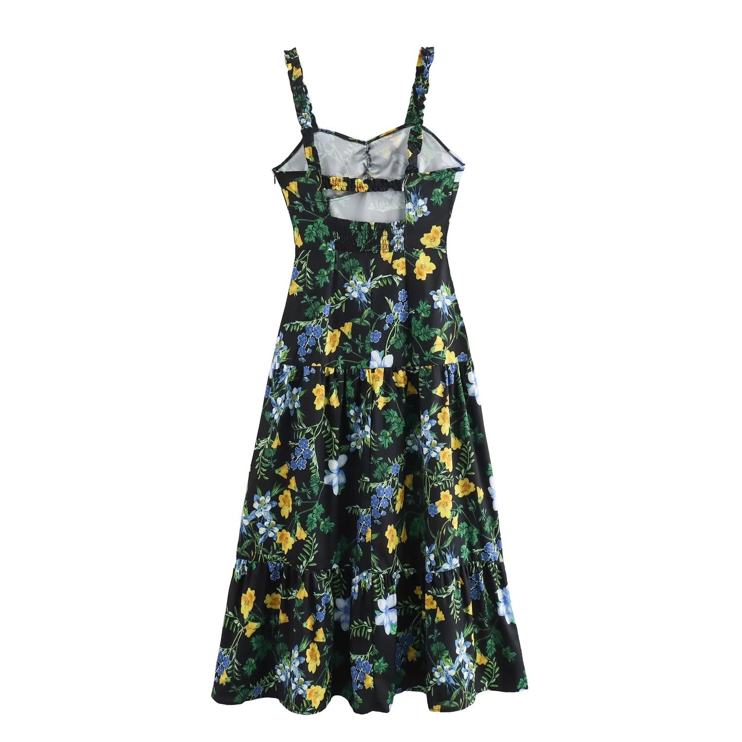 Vestido midi suelto con estampado floral para mujer Vestido con tirantes