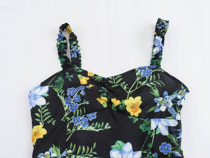 Robe mi-longue ample à imprimé floral pour femmes