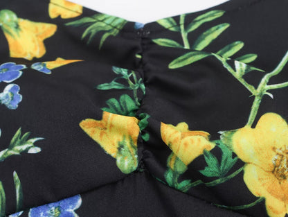 Robe mi-longue ample à imprimé floral pour femmes