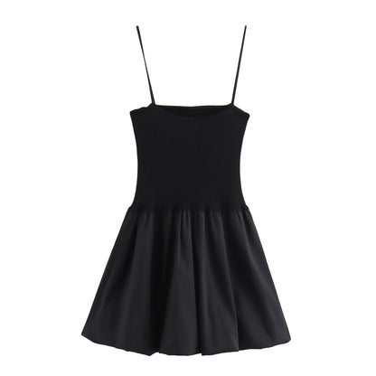 Summer Elegant Low Collar Sleeveless Slim Strap Waist Dress Women