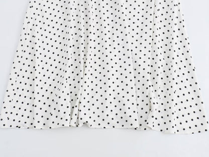 Summer Halter Deep V Plunge Collar Polka Dot Strap Lace up Dress