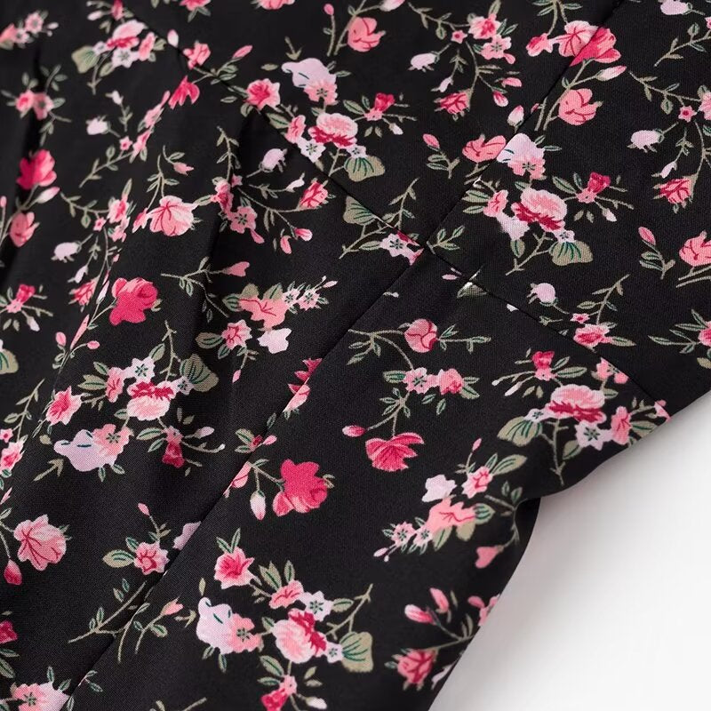 Ropa de verano para mujer Vestido casual con tirantes florales de cintura alta