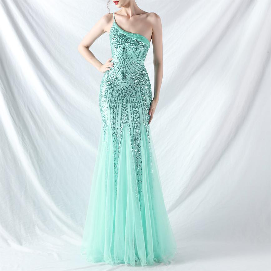 Dress Craft Beading Positioning Floral Sequin Stitching Mesh High End Evening Dress