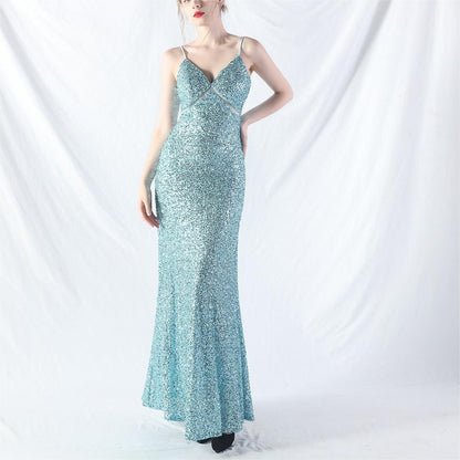 A line Large Hem Dress Daily Wearable Sequined Dress