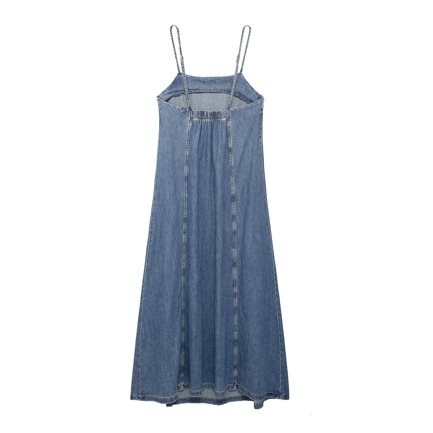 Women Clothing French Washed Denim Sling Dress Summer Loose Youthful Looking A Line Dress